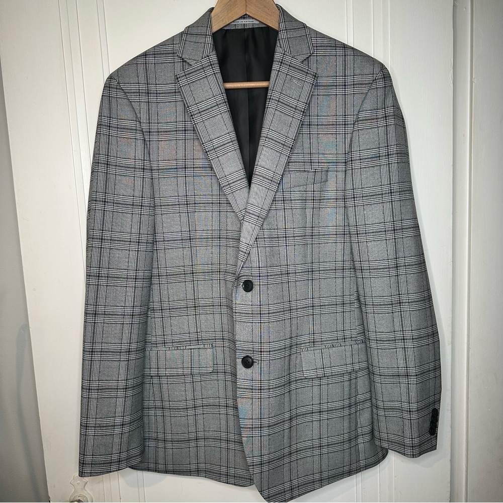 Alfani Gray Plaid Men's Blazer Slim Fit Jacket